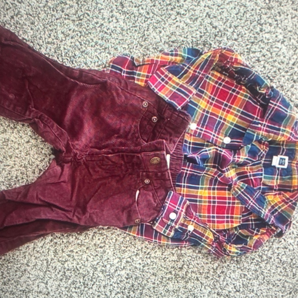 Plaid shirt and corduroy pants